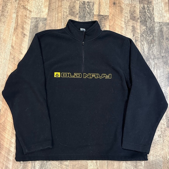 Vintage Y2K Old Navy Black Fleece Quarter Zip Fleece Top - Picture 2 of 6
